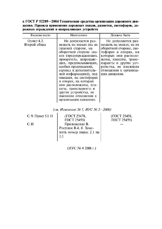 Поправка к ГОСТ Р 52289-2004