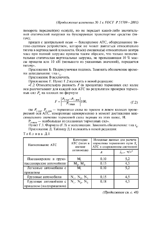 Изменение №1 к ГОСТ Р 51709-2001