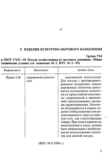 Изменение к ГОСТ 17151-81. Поправка к изменению