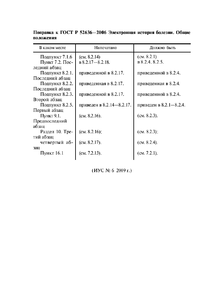 Поправка к ГОСТ Р 52636-2006
