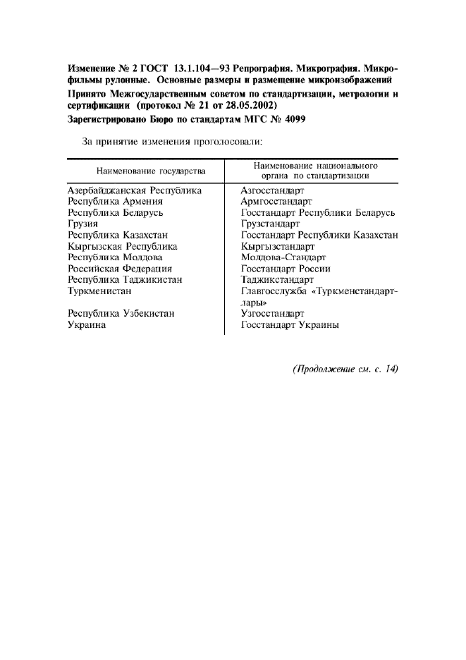Изменение №2 к ГОСТ 13.1.104-93