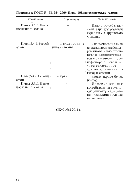 Поправка к ГОСТ Р 51174-2009