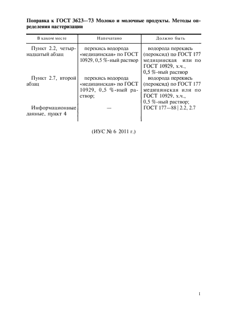 Поправка к ГОСТ 3623-73