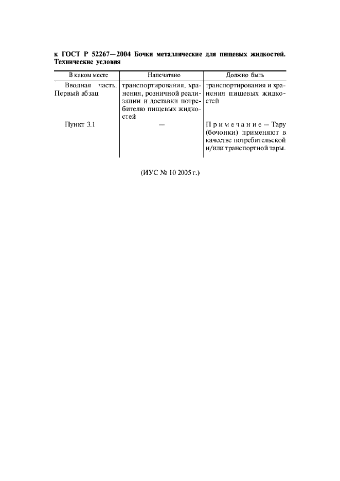 Поправка к ГОСТ Р 52267-2004