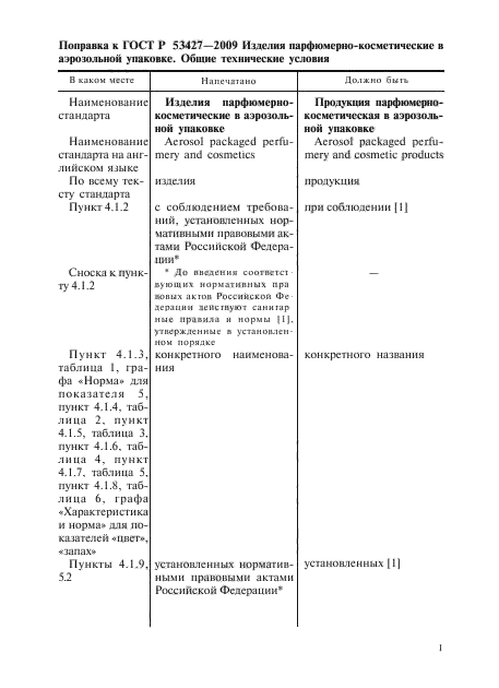 Поправка к ГОСТ Р 53427-2009
