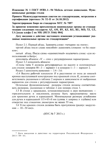 Изменение №1 к ГОСТ 19301.1-94