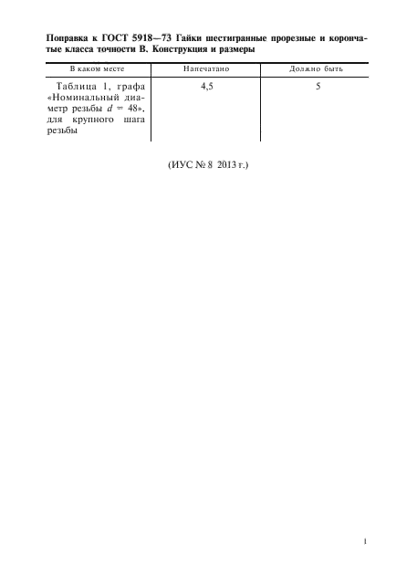 Поправка к ГОСТ 5918-73