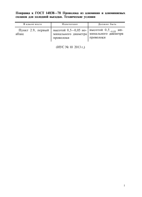 Поправка к ГОСТ 14838-78