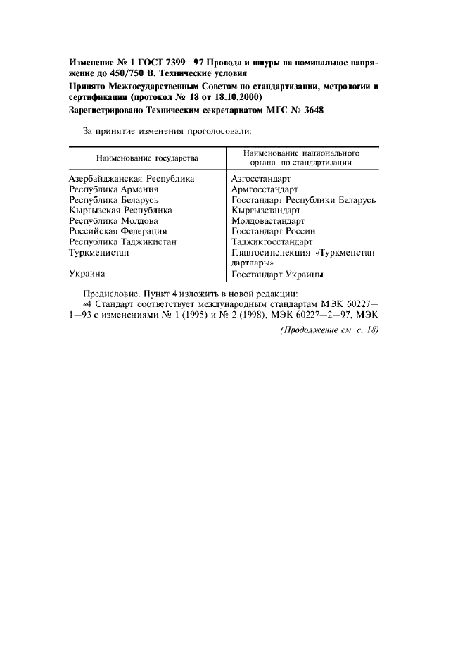 Изменение №1 к ГОСТ 7399-97