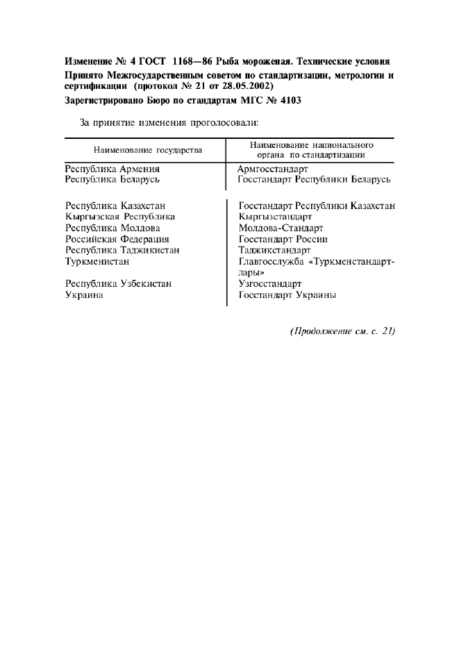 Изменение №4 к ГОСТ 1168-86