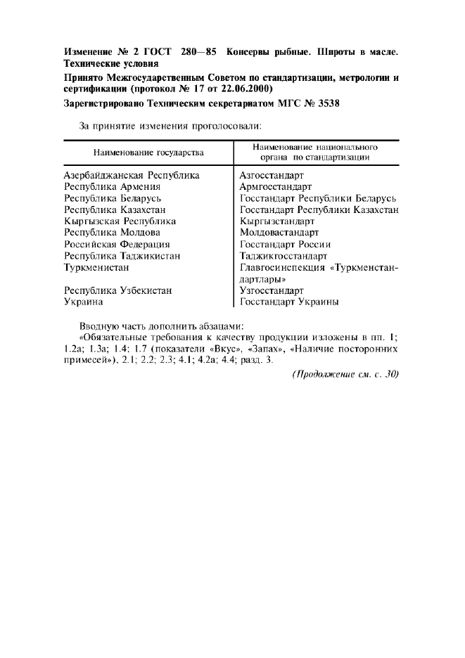 Изменение №2 к ГОСТ 280-85