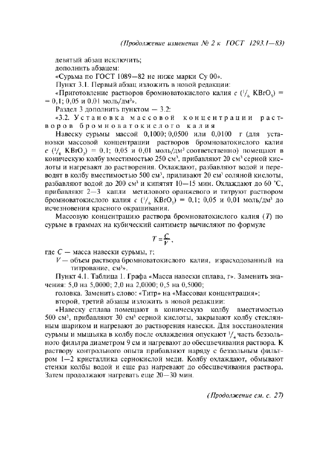 Изменение №2 к ГОСТ 1293.1-83