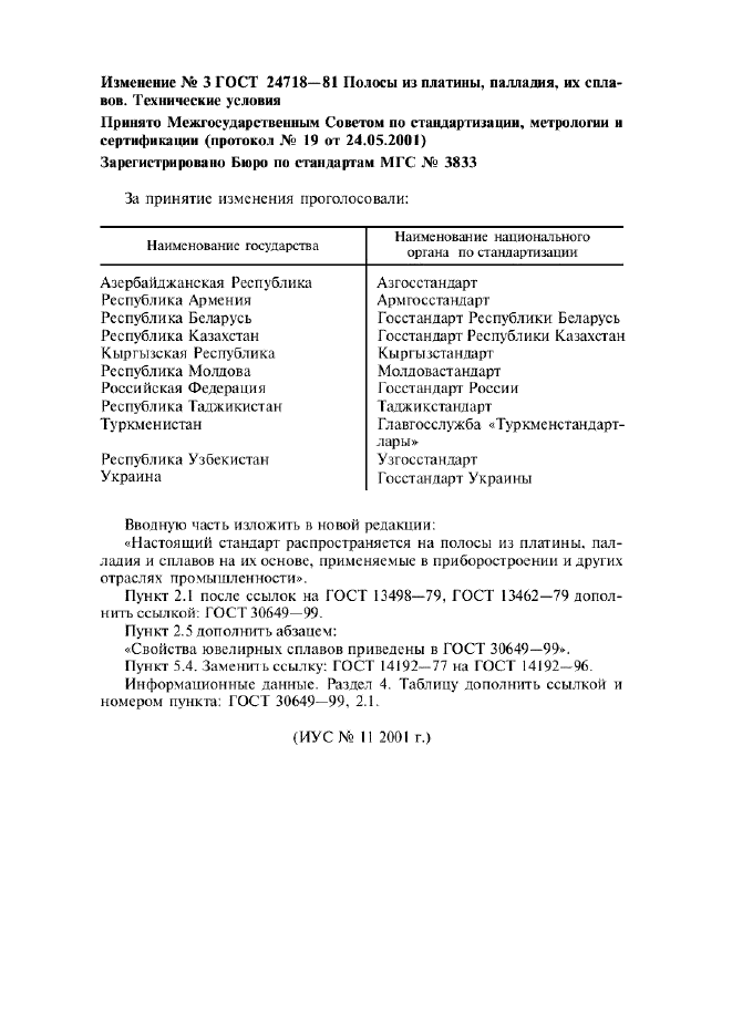 Изменение №3 к ГОСТ 24718-81