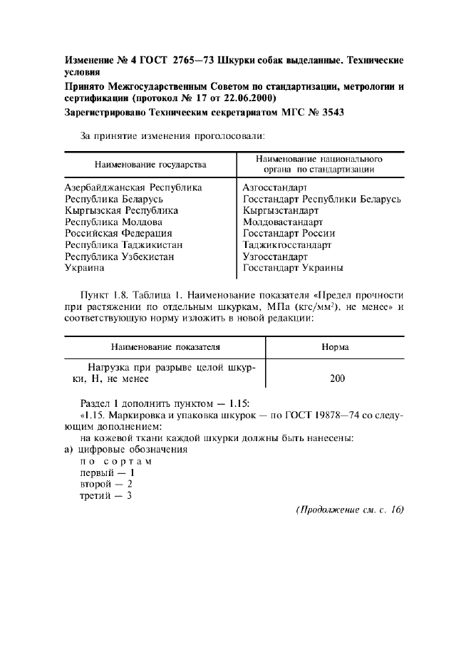 Изменение №4 к ГОСТ 2765-73