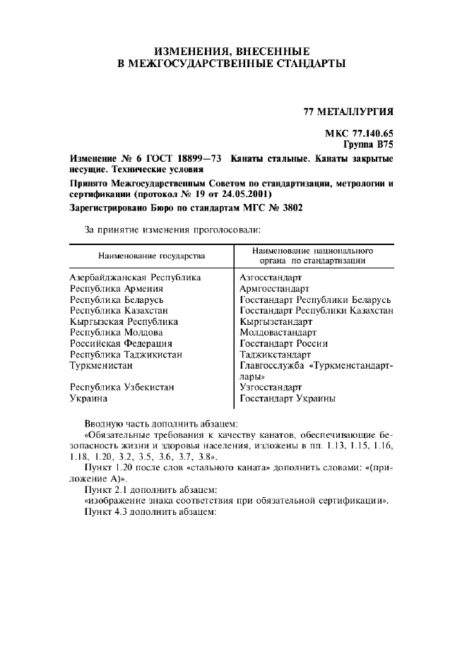 Изменение №6 к ГОСТ 18899-73