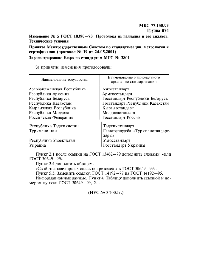 Изменение №5 к ГОСТ 18390-73