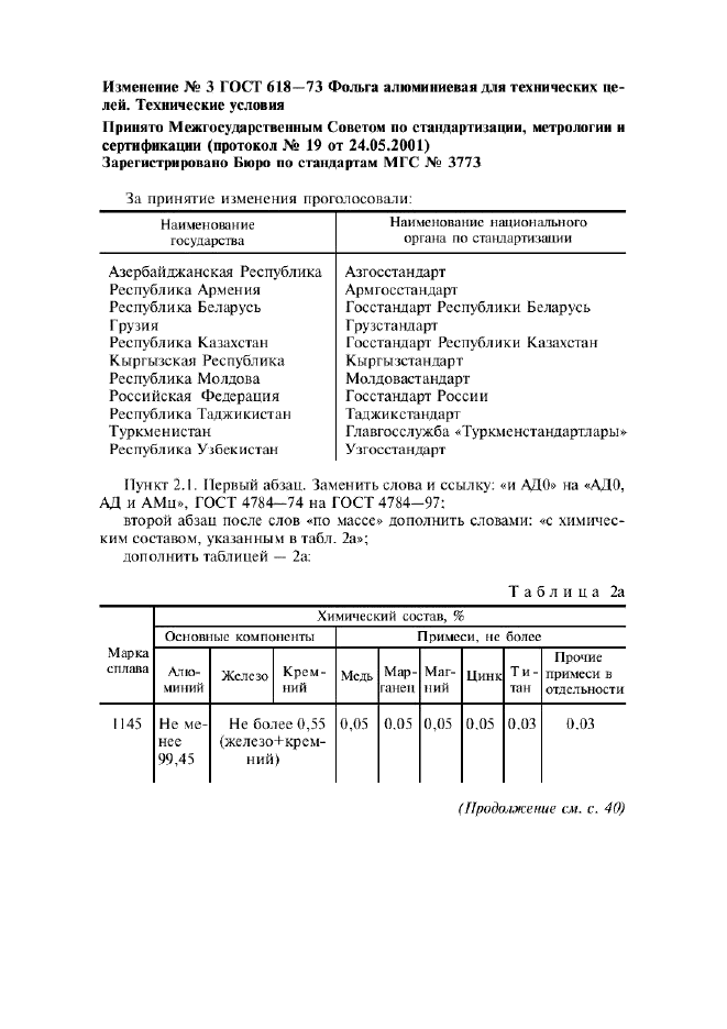 Изменение №3 к ГОСТ 618-73